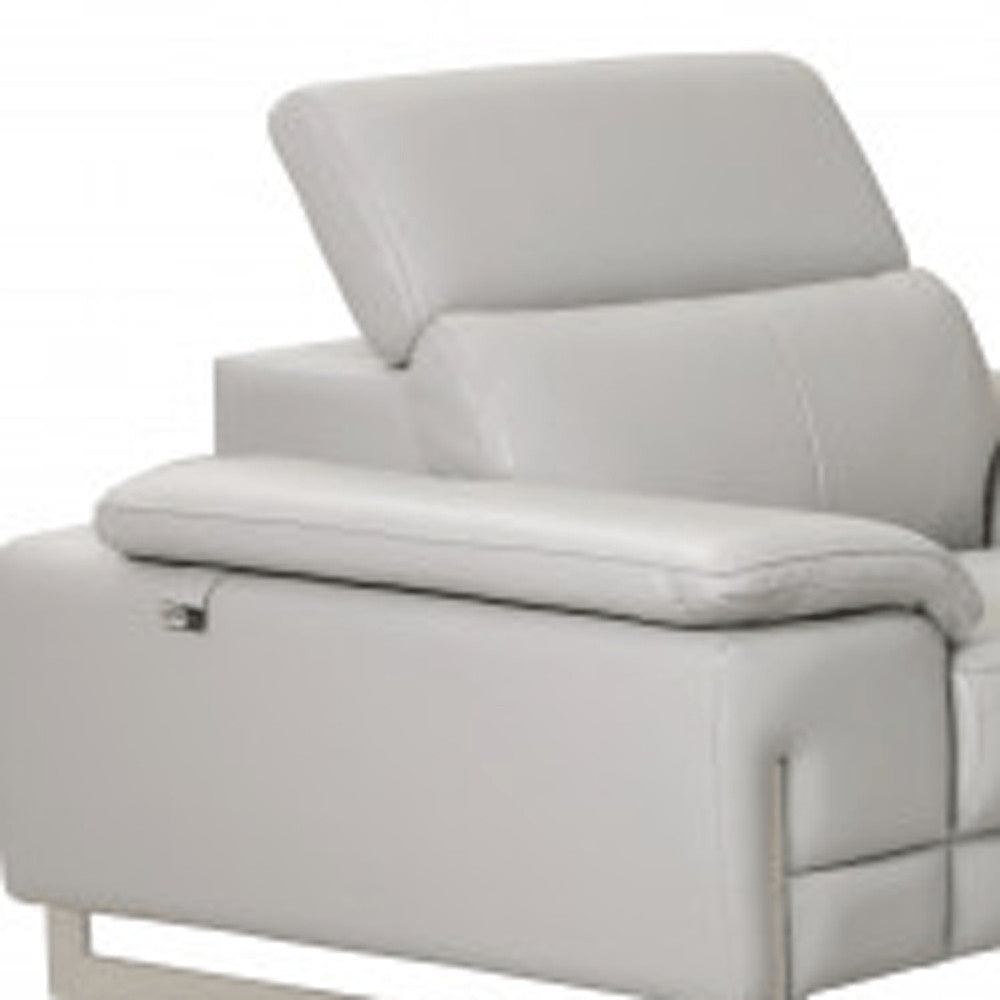 Three Piece Indoor Light Gray Italian Leather Six Person Seating Set HomeRoots