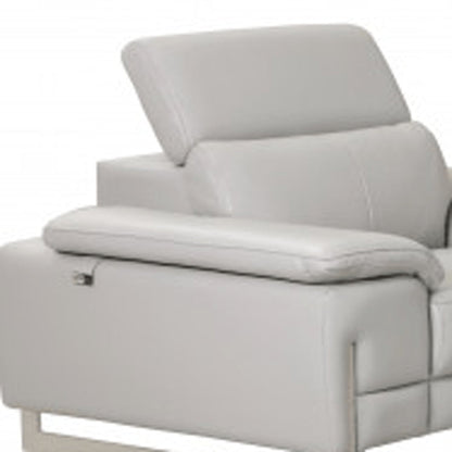 Three Piece Indoor Light Gray Italian Leather Six Person Seating Set HomeRoots