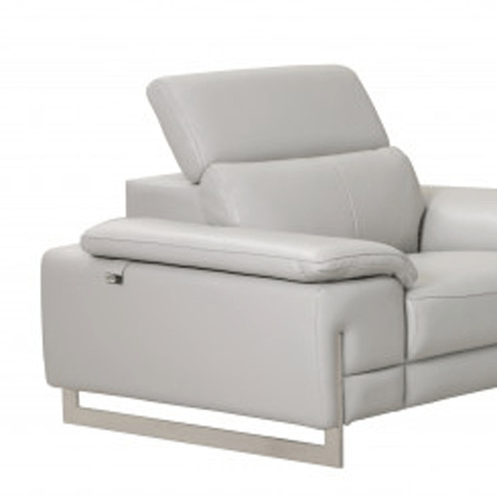 Three Piece Indoor Light Gray Italian Leather Six Person Seating Set HomeRoots