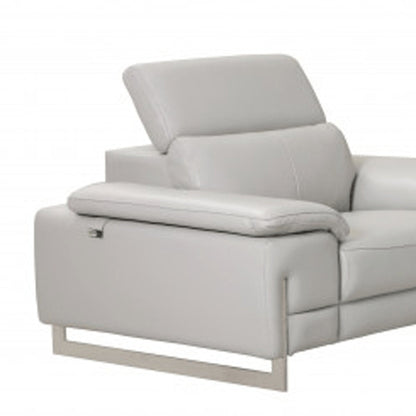 Three Piece Indoor Light Gray Italian Leather Six Person Seating Set HomeRoots