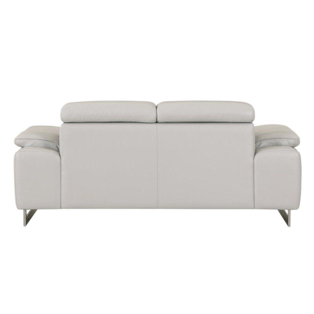 71" Light Gray And Silver Genuine Leather Loveseat HomeRoots
