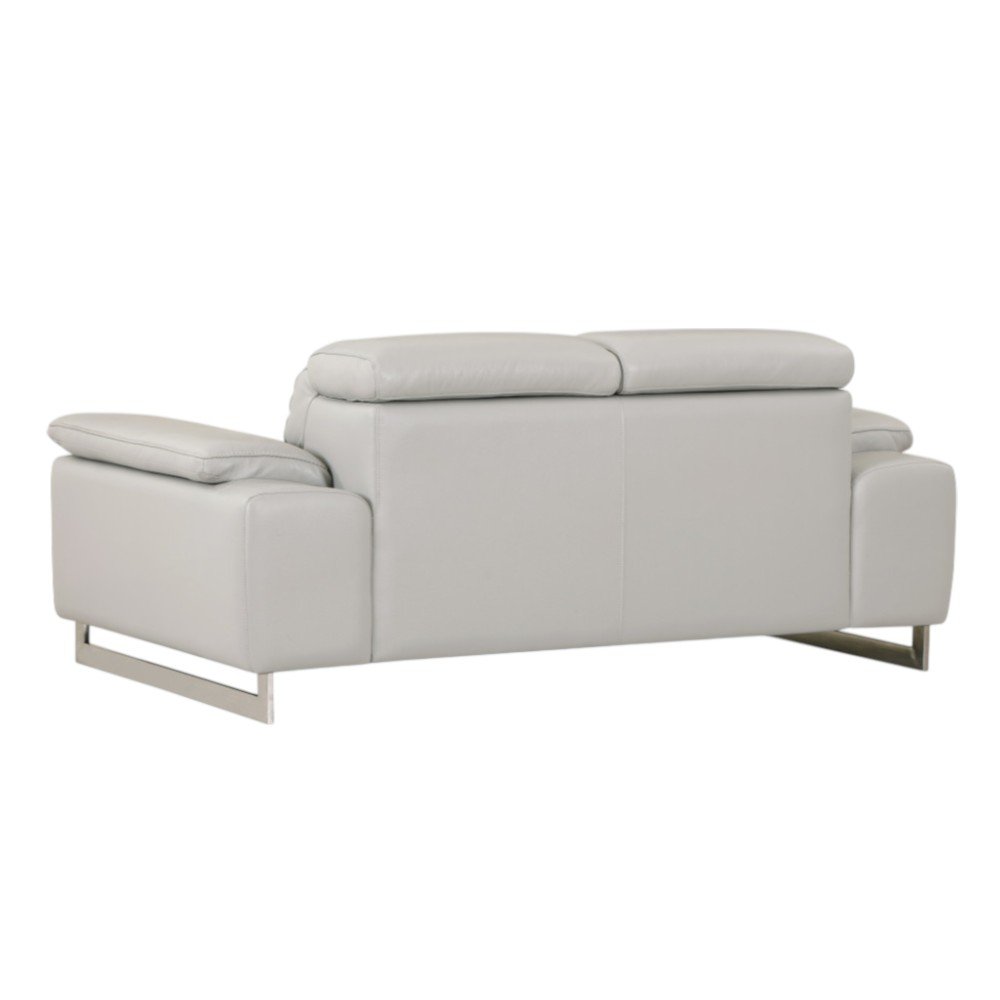 71" Light Gray And Silver Genuine Leather Loveseat HomeRoots