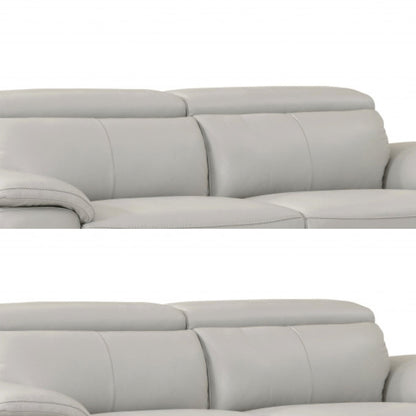 87" Light Gray Italian Leather Sofa With Silver Legs HomeRoots