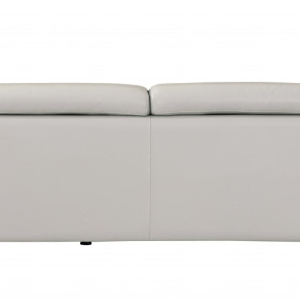 87" Light Gray Italian Leather Sofa With Silver Legs HomeRoots