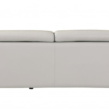 87" Light Gray Italian Leather Sofa With Silver Legs HomeRoots