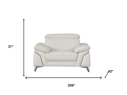 Three Piece Indoor White Italian Leather Six Person Seating Set HomeRoots