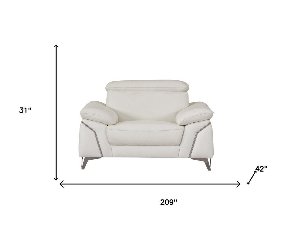 Three Piece Indoor White Italian Leather Six Person Seating Set HomeRoots