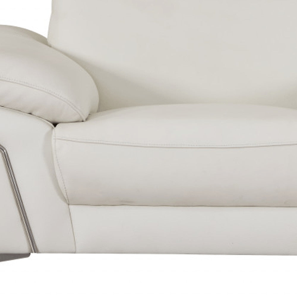Three Piece Indoor White Italian Leather Six Person Seating Set HomeRoots
