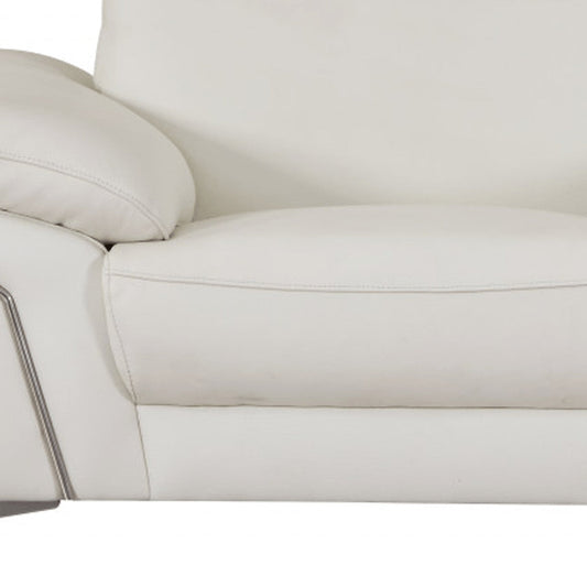 Three Piece Indoor White Italian Leather Six Person Seating Set HomeRoots