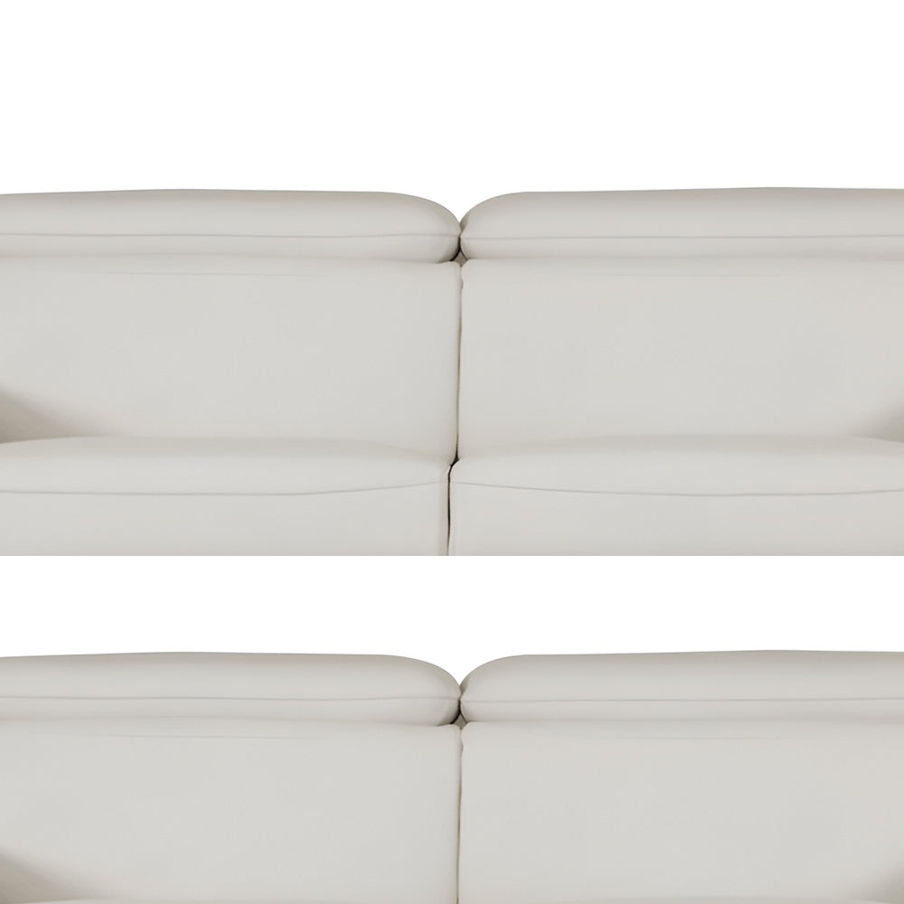 87" White Italian Leather Sofa With Silver Legs HomeRoots