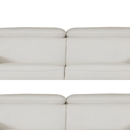 87" White Italian Leather Sofa With Silver Legs HomeRoots