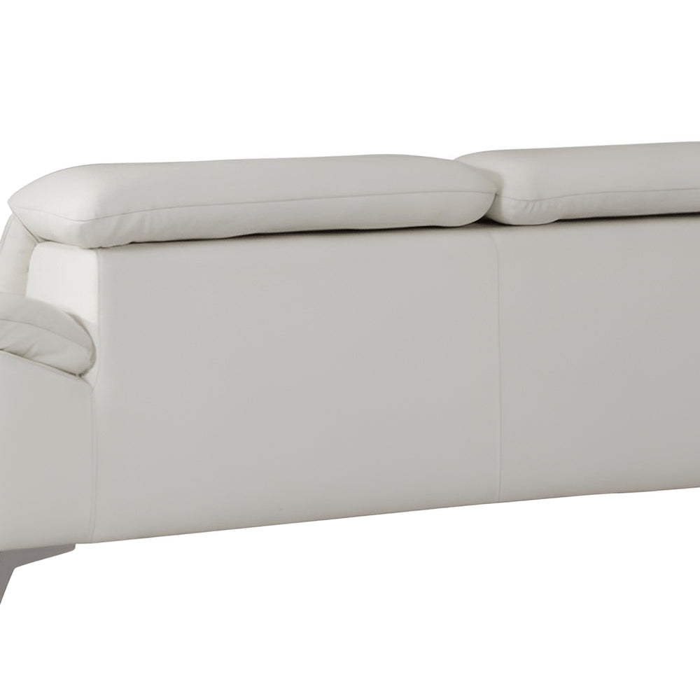 87" White Italian Leather Sofa With Silver Legs HomeRoots