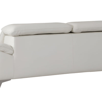 87" White Italian Leather Sofa With Silver Legs HomeRoots