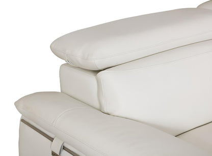 87" White Italian Leather Sofa With Silver Legs HomeRoots
