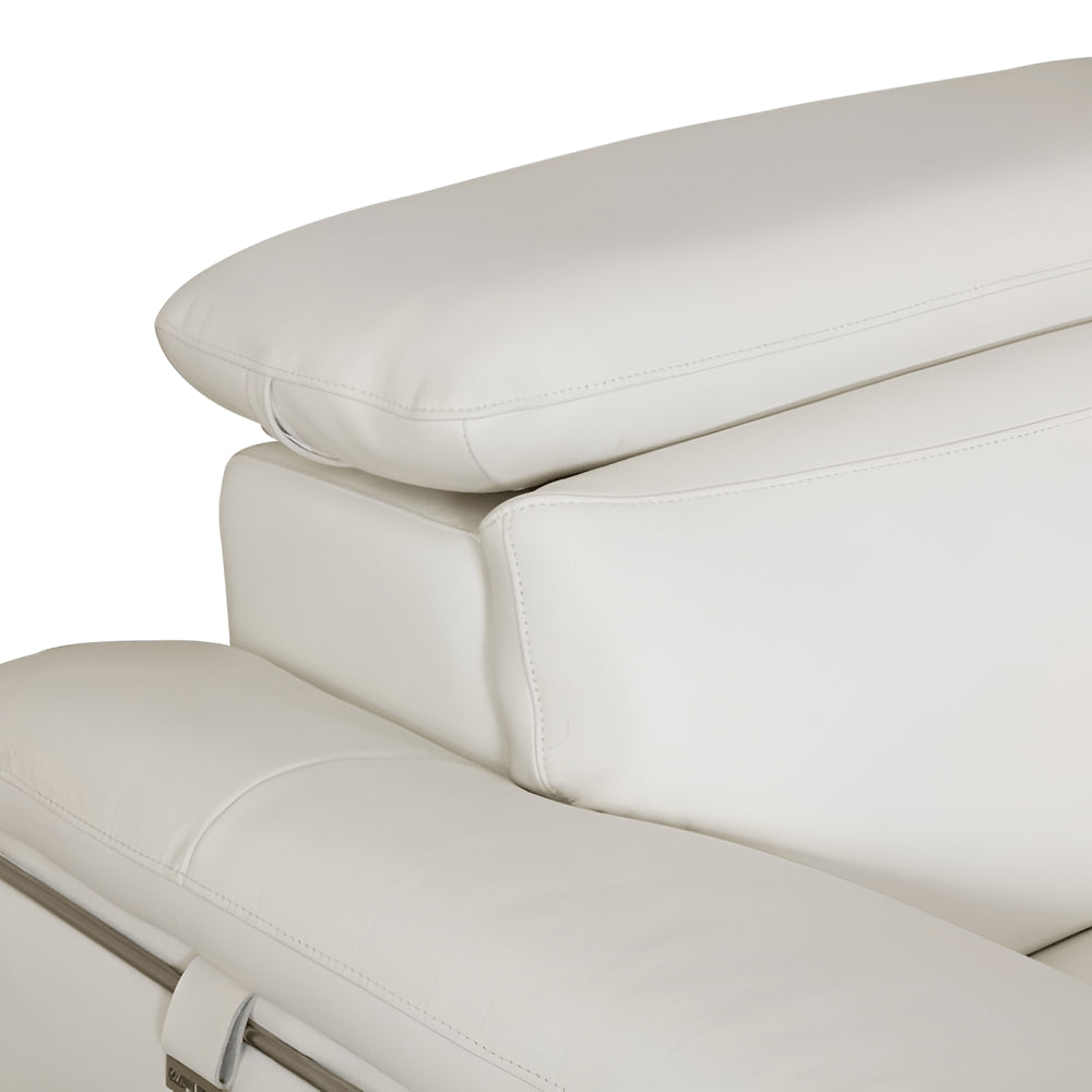 87" White Italian Leather Sofa With Silver Legs HomeRoots
