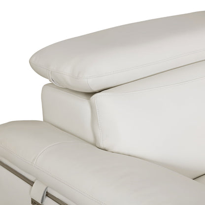 87" White Italian Leather Sofa With Silver Legs HomeRoots