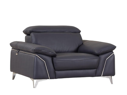 51" Blue And White Genuine Leather Chair and a Half HomeRoots