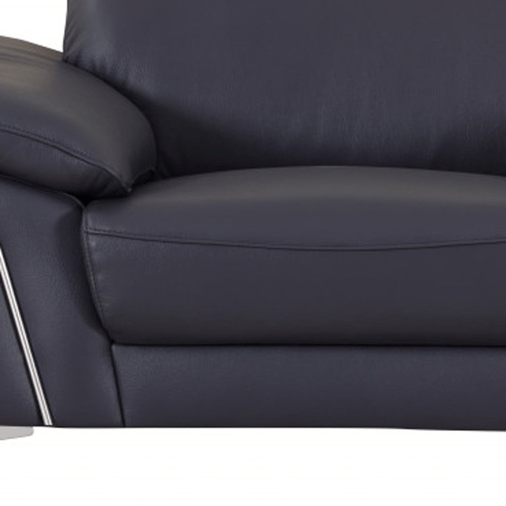 51" Blue And White Genuine Leather Chair and a Half HomeRoots