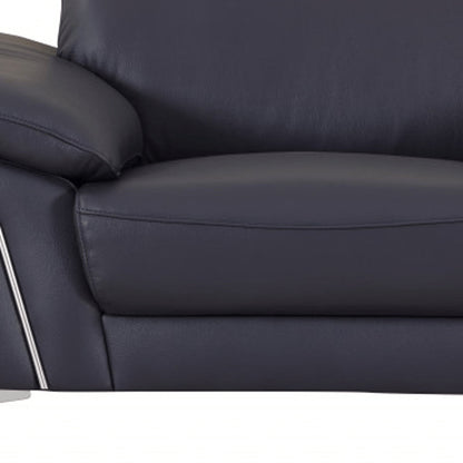 51" Blue And White Genuine Leather Chair and a Half HomeRoots