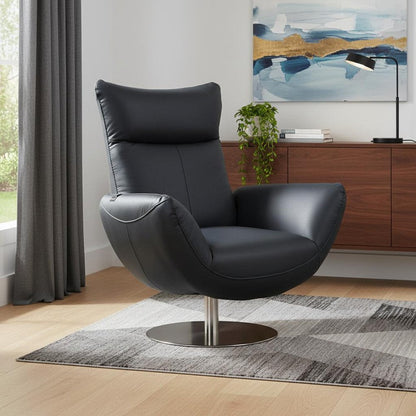 37" Blue And Silver Genuine Leather Lounge Chair HomeRoots