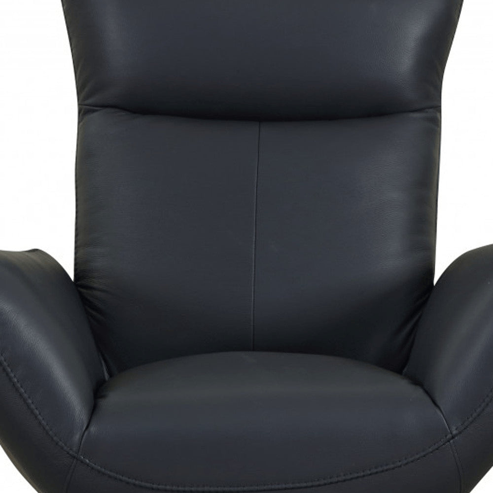 37" Blue And Silver Genuine Leather Lounge Chair HomeRoots