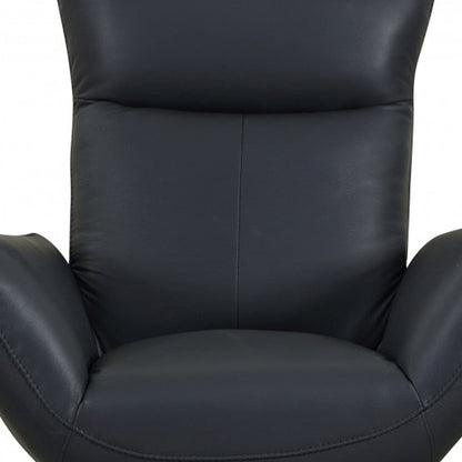 37" Blue And Silver Genuine Leather Lounge Chair HomeRoots