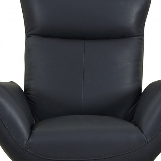 37" Blue And Silver Genuine Leather Lounge Chair HomeRoots