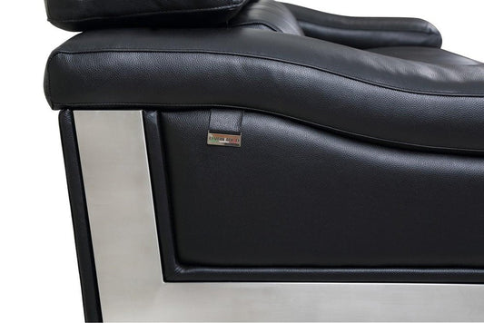 73" Black And Silver Genuine Leather Love Seat HomeRoots