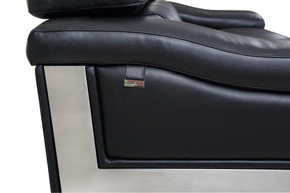 73" Black And Silver Genuine Leather Love Seat HomeRoots