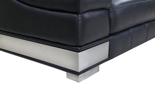 49" Black And Silver Genuine Leather Arm Chair HomeRoots