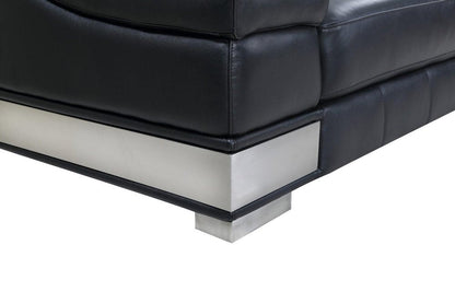 49" Black And Silver Genuine Leather Arm Chair HomeRoots