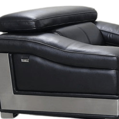 Three Piece Indoor Black Italian Leather Six Person Seating Set HomeRoots