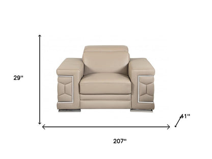 Three Piece Indoor Beige Italian Leather Six Person Seating Set HomeRoots
