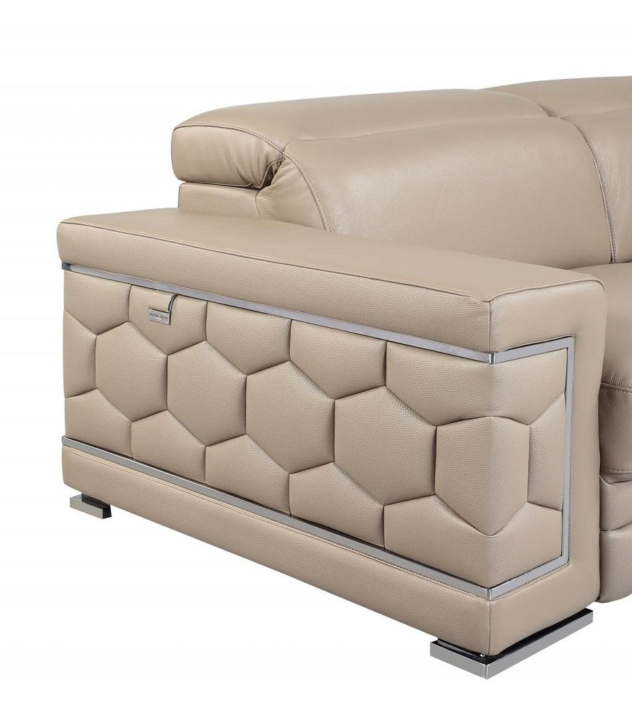 47" Beige And Silver Faux Leather Club Chair HomeRoots