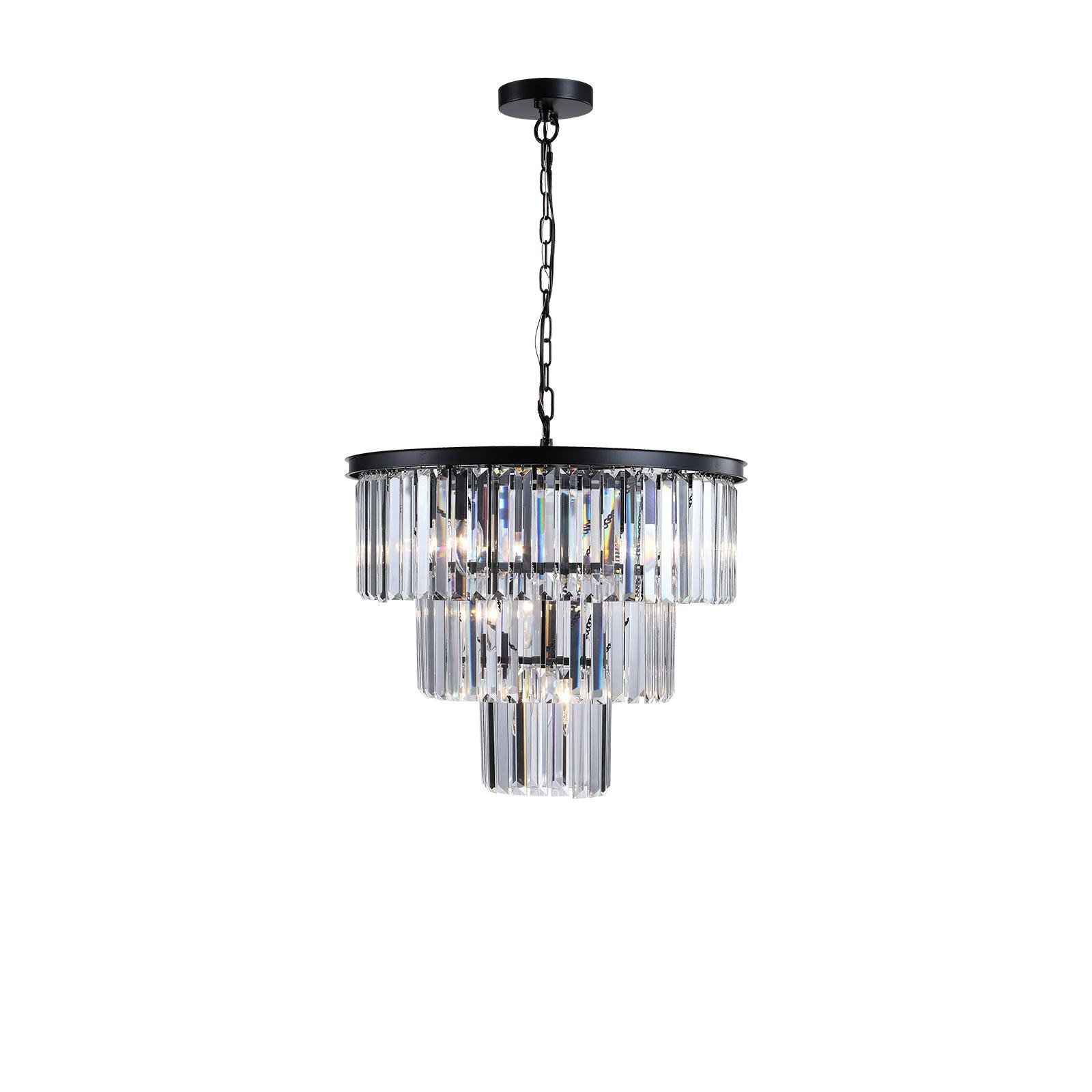 Black Luxury Crystal Chandelier Modern Chandeliers Lights Fixture Hanging Pendant Light Fixture for Dining Room Bedroom - FurniFindUSA