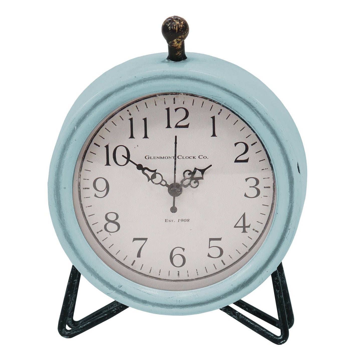 Rustic Blue  And Wood Table  Or Desk Clock