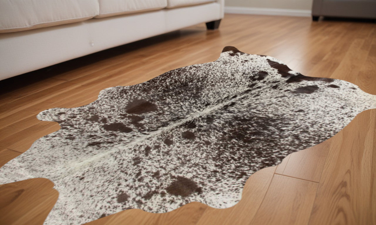 60" X 84" White Chocolate Cowhide  Rug