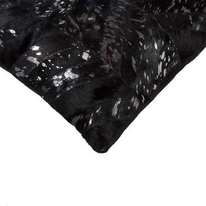 18" Black and Silver Cowhide Throw Pillow HomeRoots