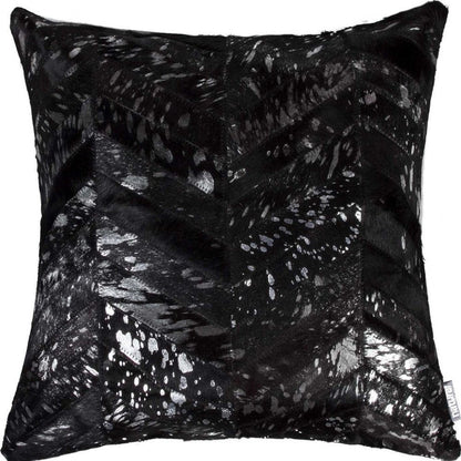 18" Black and Silver Cowhide Throw Pillow HomeRoots