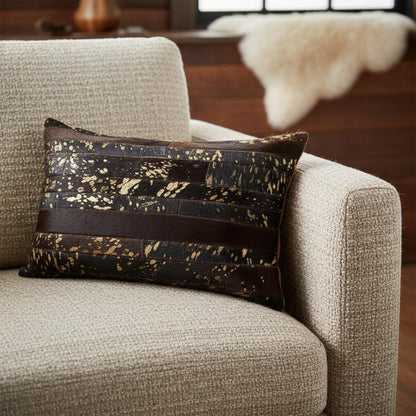 12 X 20 Chocolate Cowhide Throw Pillow HomeRoots