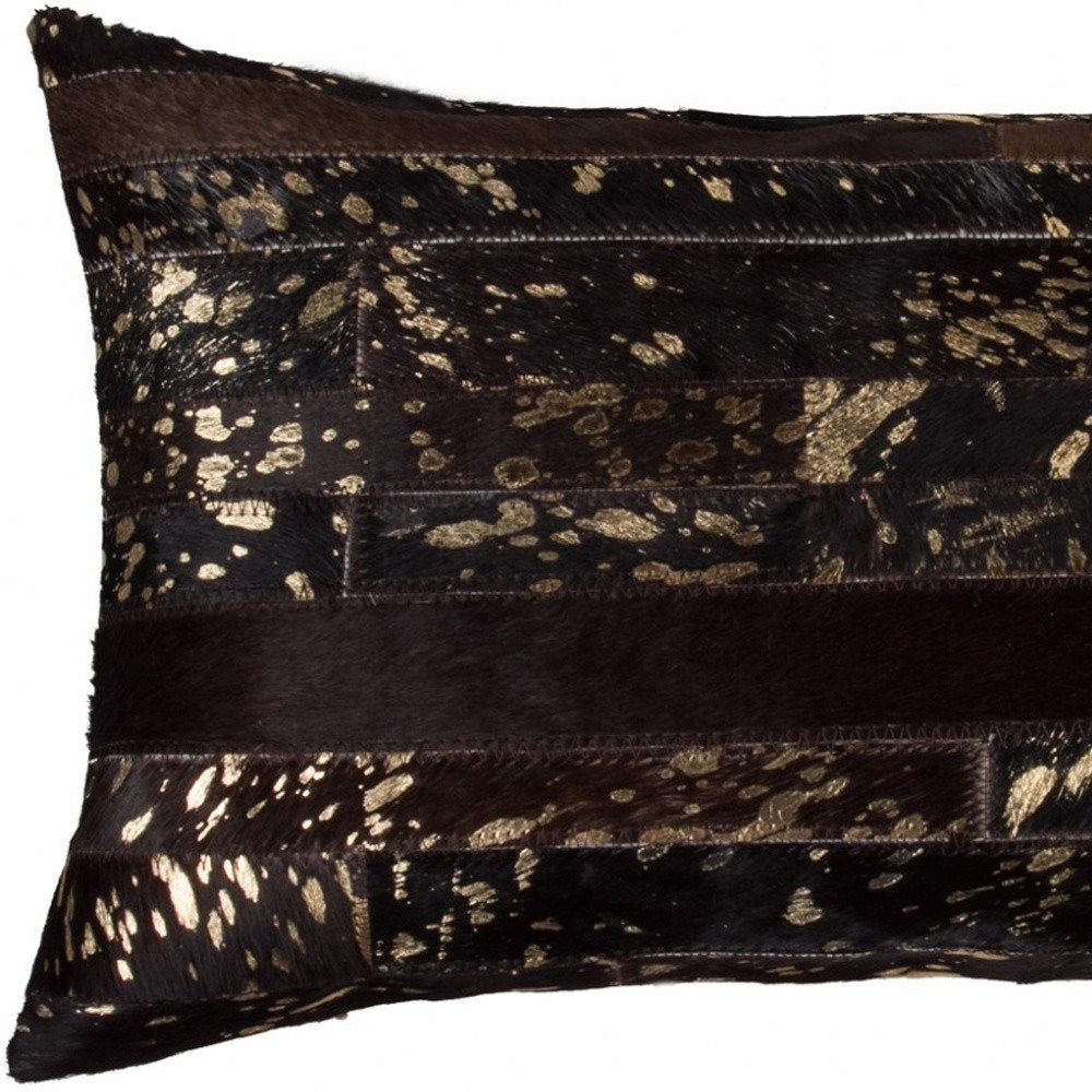 12 X 20 Chocolate Cowhide Throw Pillow HomeRoots