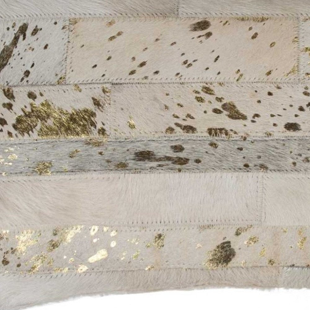 12" X 20" Natural And Gold Cowhide Throw Pillow — view 4