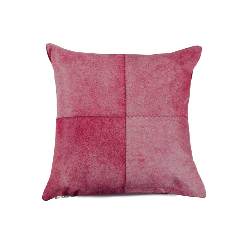 18" Fuchsia Cowhide Throw Pillow HomeRoots