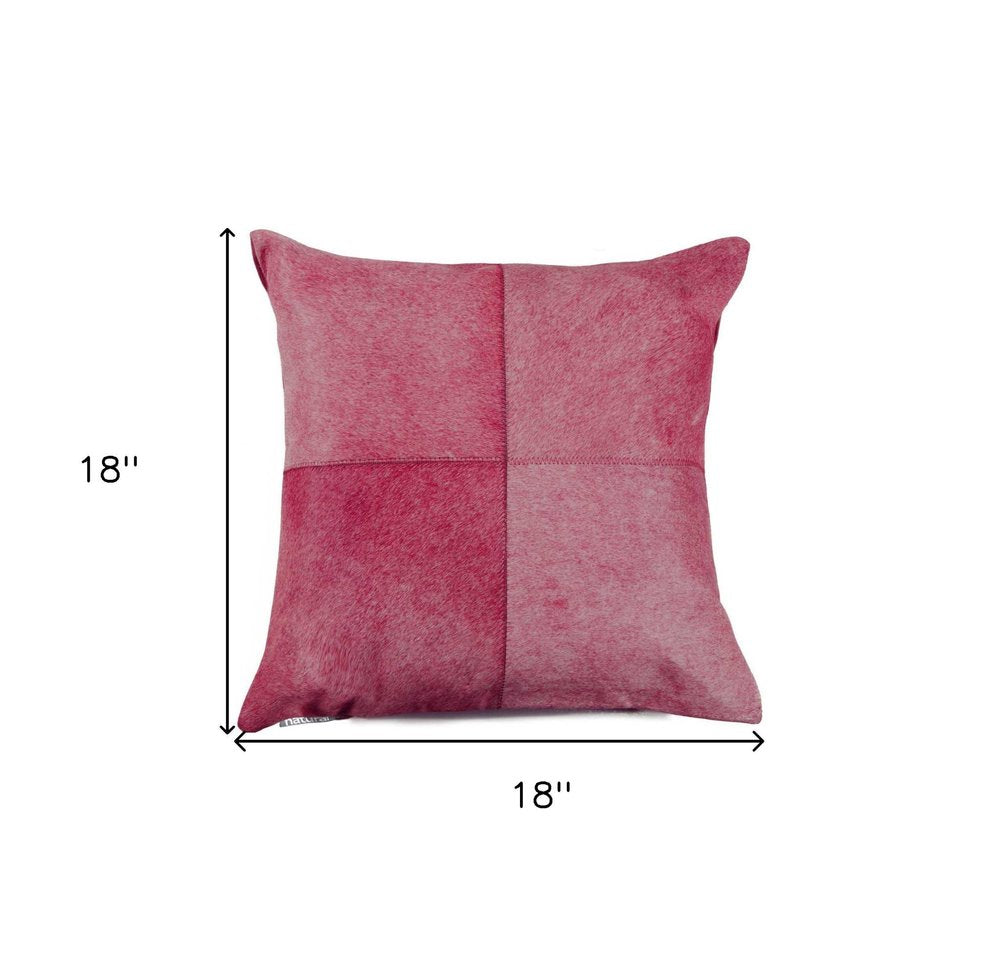 18" Fuchsia Cowhide Throw Pillow HomeRoots