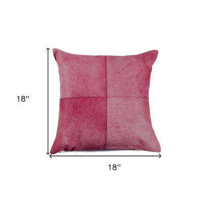 18" Fuchsia Cowhide Throw Pillow