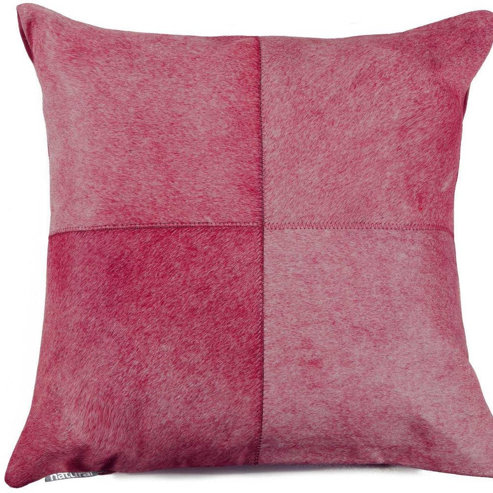 18" Fuchsia Cowhide Throw Pillow HomeRoots