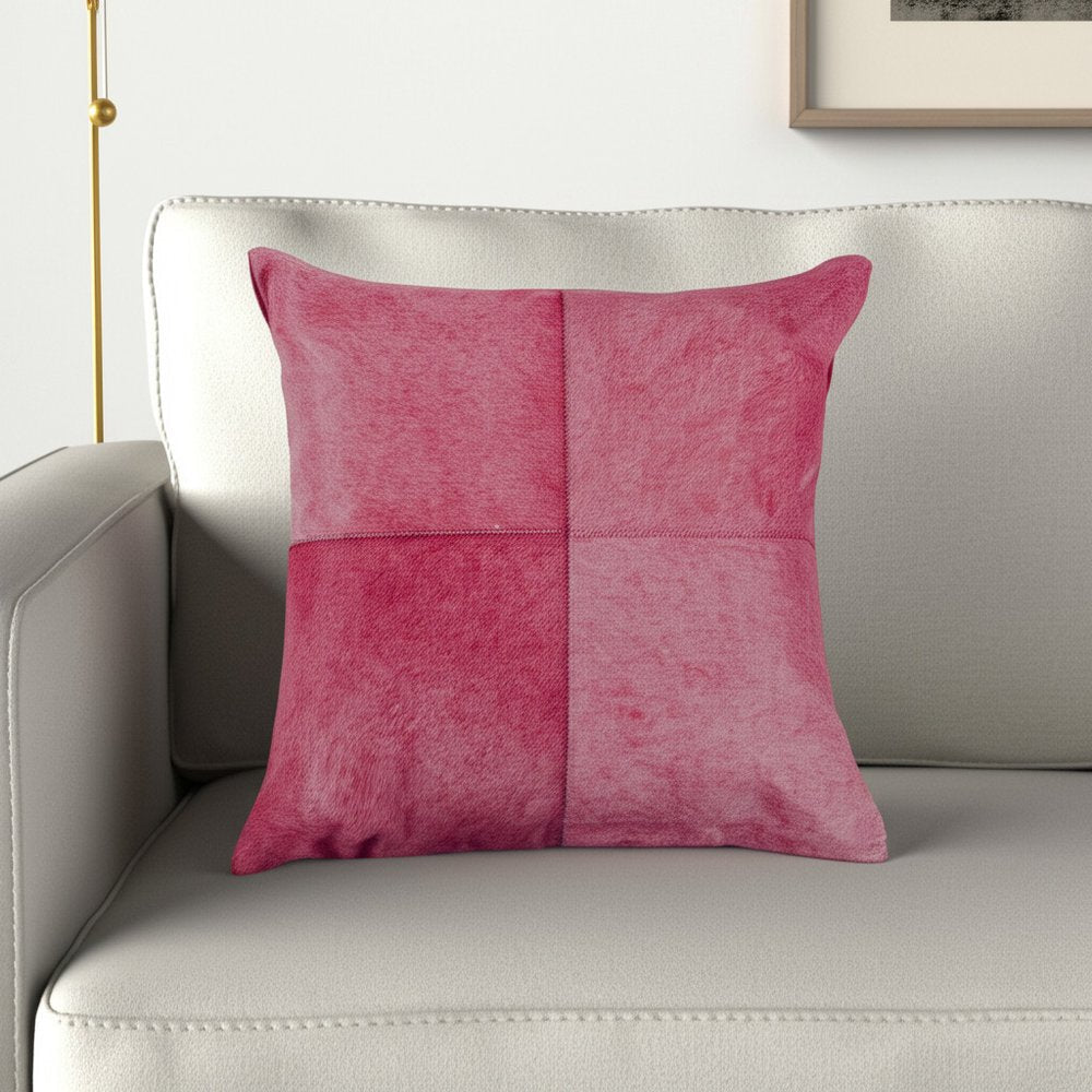 18" Fuchsia Cowhide Throw Pillow HomeRoots
