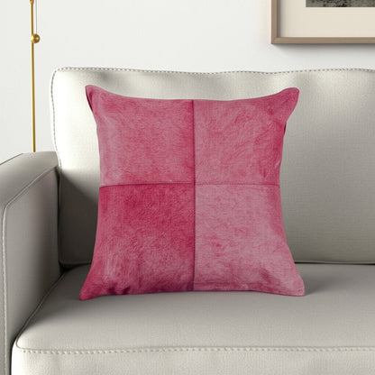18" Fuchsia Cowhide Throw Pillow HomeRoots