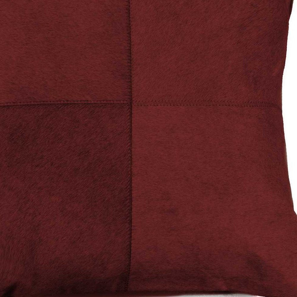 18" Wine Cowhide Throw Pillow HomeRoots
