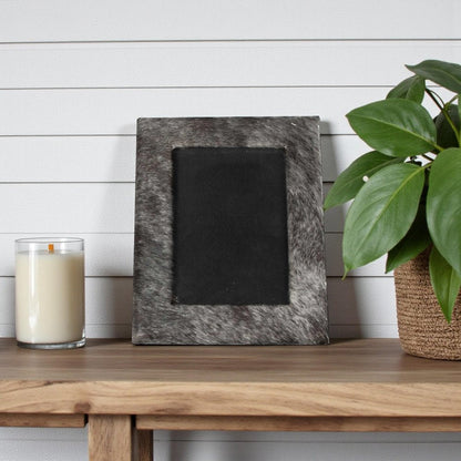4" x 6" Natural Cowhide Tabletop Picture Frame with Mat HomeRoots
